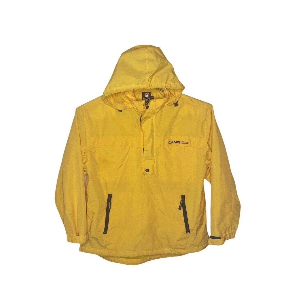 Ralph Lauren Chaps vtg 90s Sz L Yellow Pullover Anorak Jacket